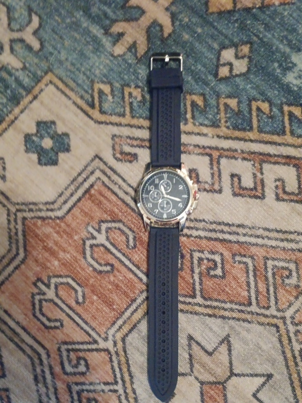 Men's Navy Blue Silicone Strap Chronograph Watch